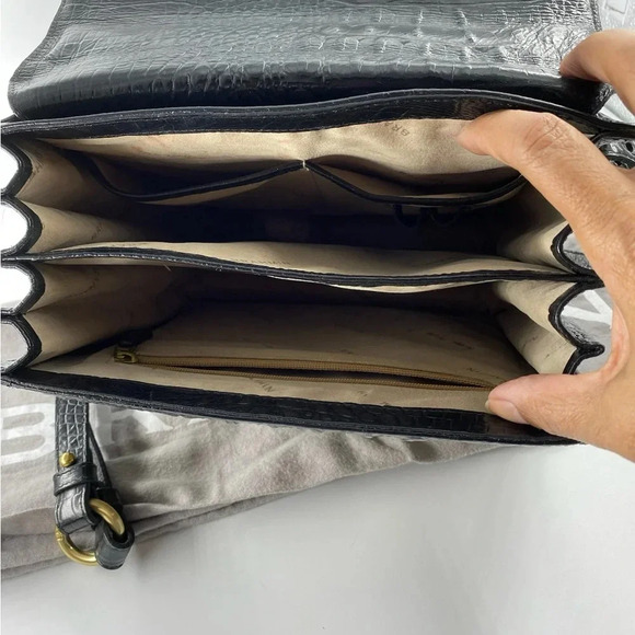 BRAHMIN Square Polkadot Fur and Croc Leather Top Handle bag - Limited Edition - Picture 4 of 6